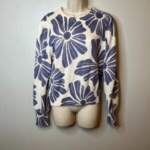 Marine Layer Alma Puff Sleeve Floral Knit Sweater (M)